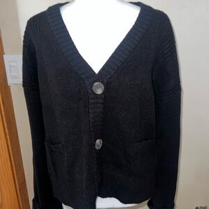 New Women’s | Cyrus | Black V-Neck Button Cardigan Sweater | Size Large